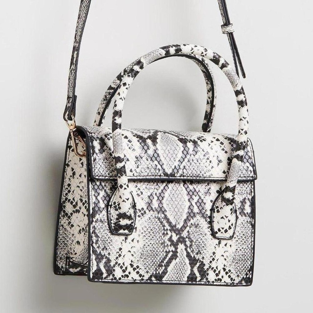MANGO SNAKESKIN-EFFECT CROSSBODY + TOP HANDLE BAG
